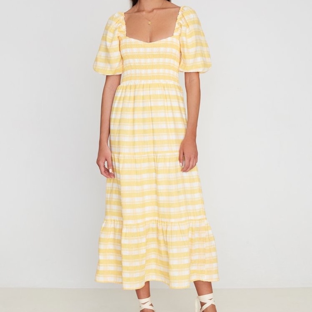 Faithfull Gianna Midi Dress Ligne Check NWT